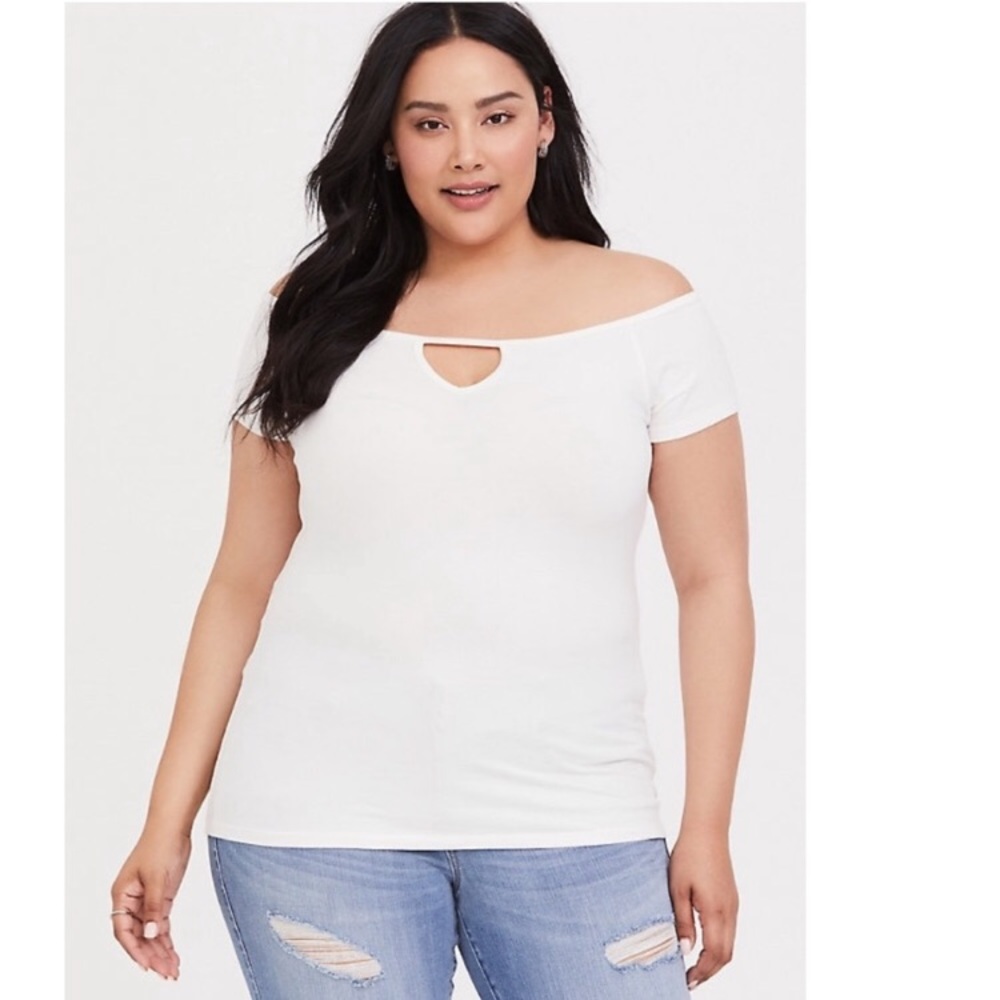 NWT Torrid Ivory Cutout Off Shoulder Foxy Top